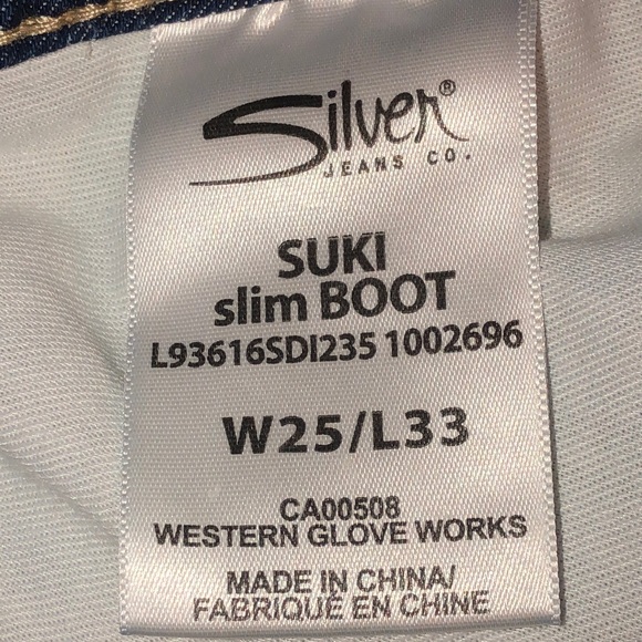 Silver Suki Slim Boot Jeans 25/33 - Picture 6 of 7
